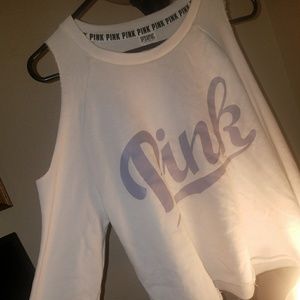 Pink cold shoulder sweater